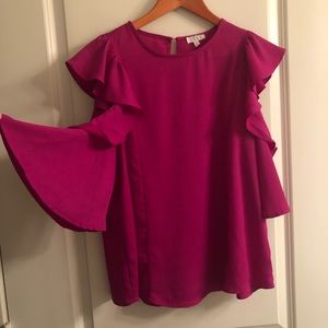 Fuschia Cold Shoulder Blouse